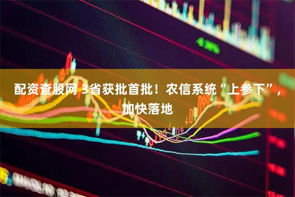 配资查股网 3省获批首批！农信系统“上参下”，加快落地